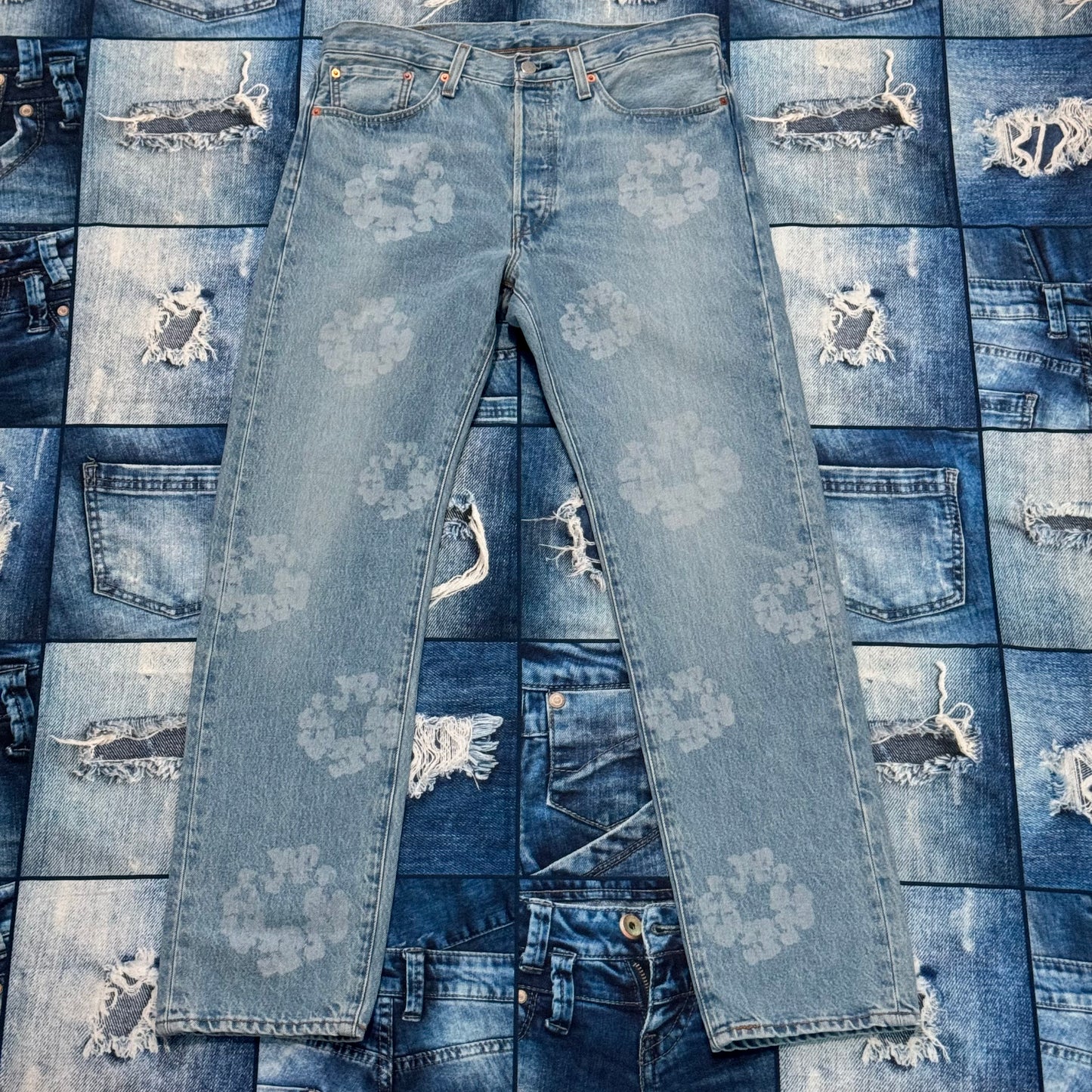 Denim Tear Cotton Wreath Vintage Wash Pants