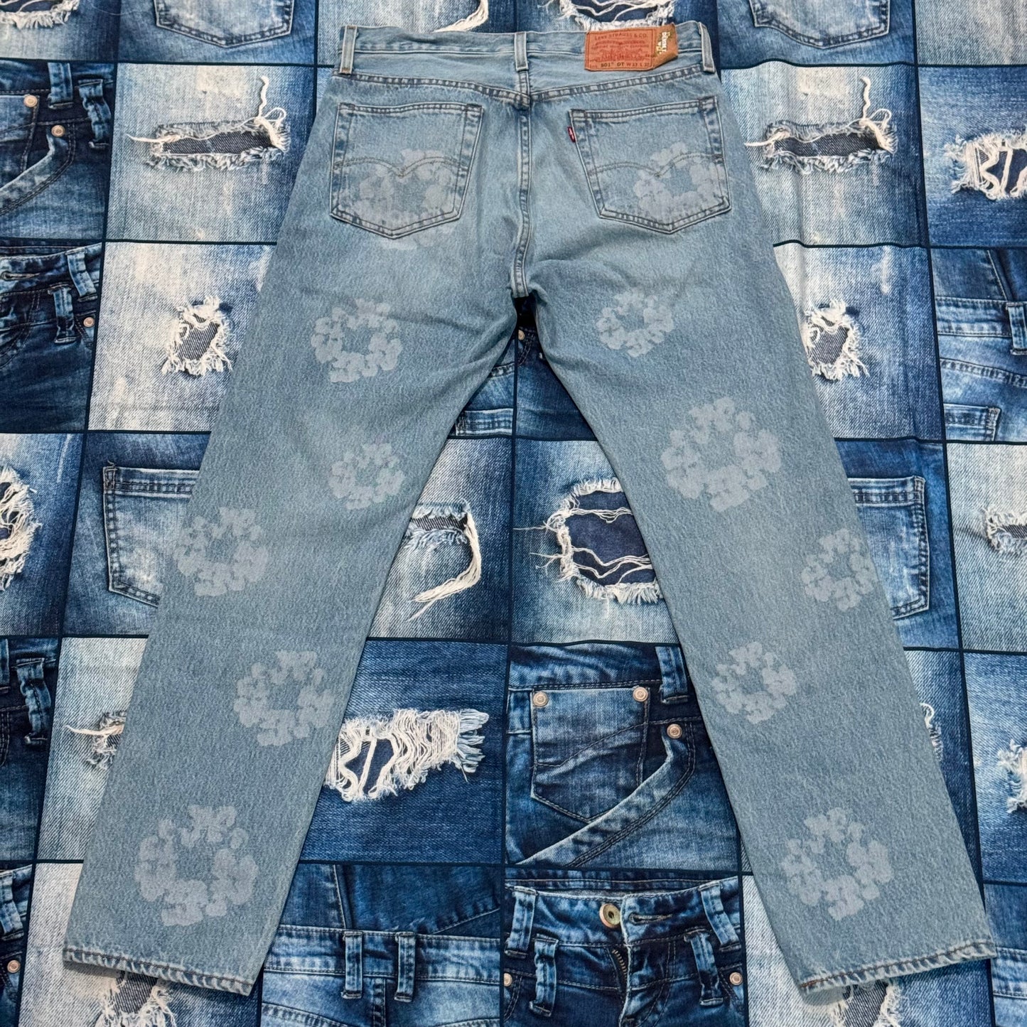 Denim Tear Cotton Wreath Vintage Wash Pants