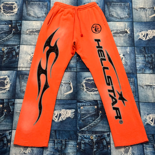 Hellstar Flame Orange Dye Sweatpants